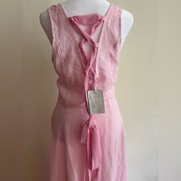 NWT $ 695 120% Lino Design Italy Light Pink Maxi Dress Size XS / 40 - Picture 6 of 12